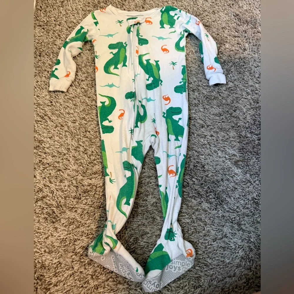 Carter's Green and Orange Dinosaur Footie